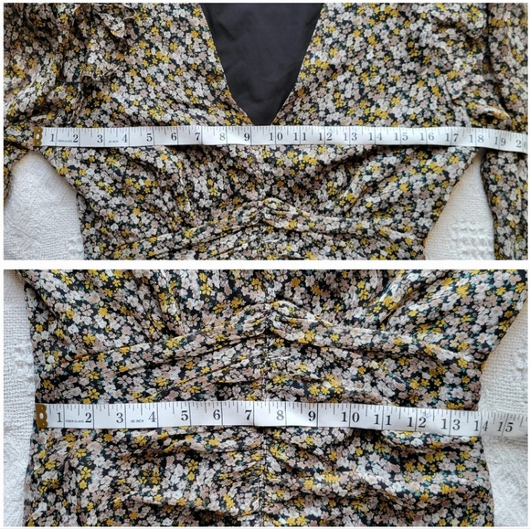 ASTR Kimbra Floral  V-Neck 3/4 Sleeve Mini Ruching Dress - Picture 9 of 13